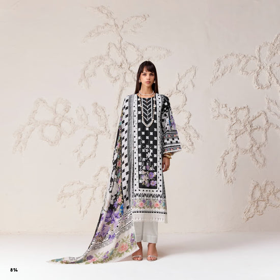 Kimora Sohni Polka 74 Lawn Cotton Dress Material - Amrah Wholesale