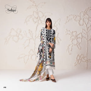 Kimora Sohni Polka 74 Lawn Cotton Dress Material