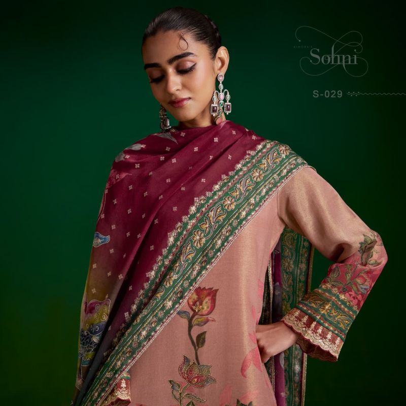 Kimora Sohni Sufi Zari Silk Hand Work Dress Material