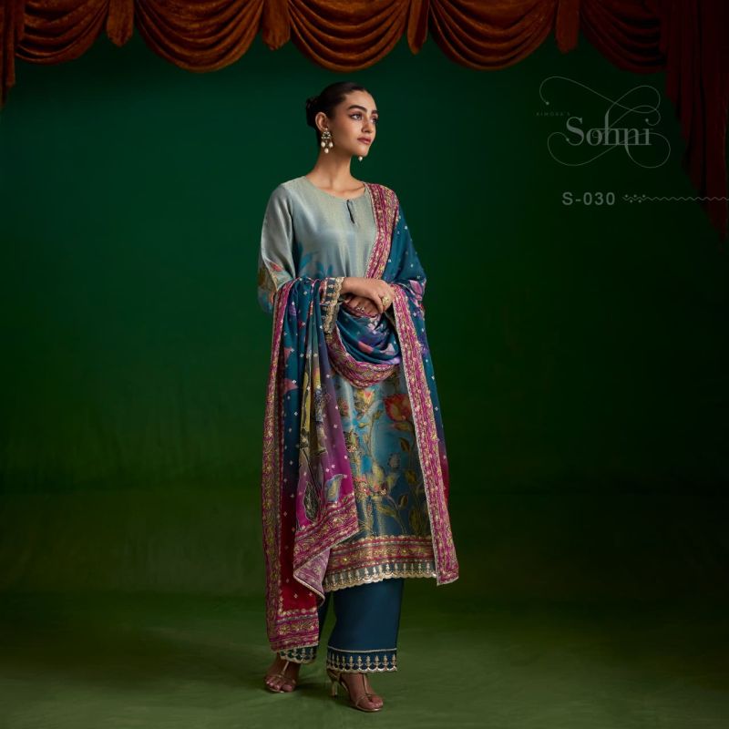Kimora Sohni Sufi Zari Silk Hand Work Dress Material