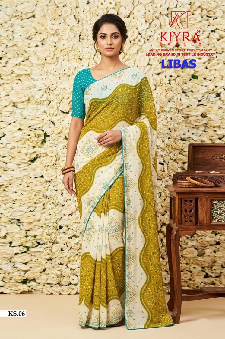 Kiyra Sarees Libas Dull Moss Saree