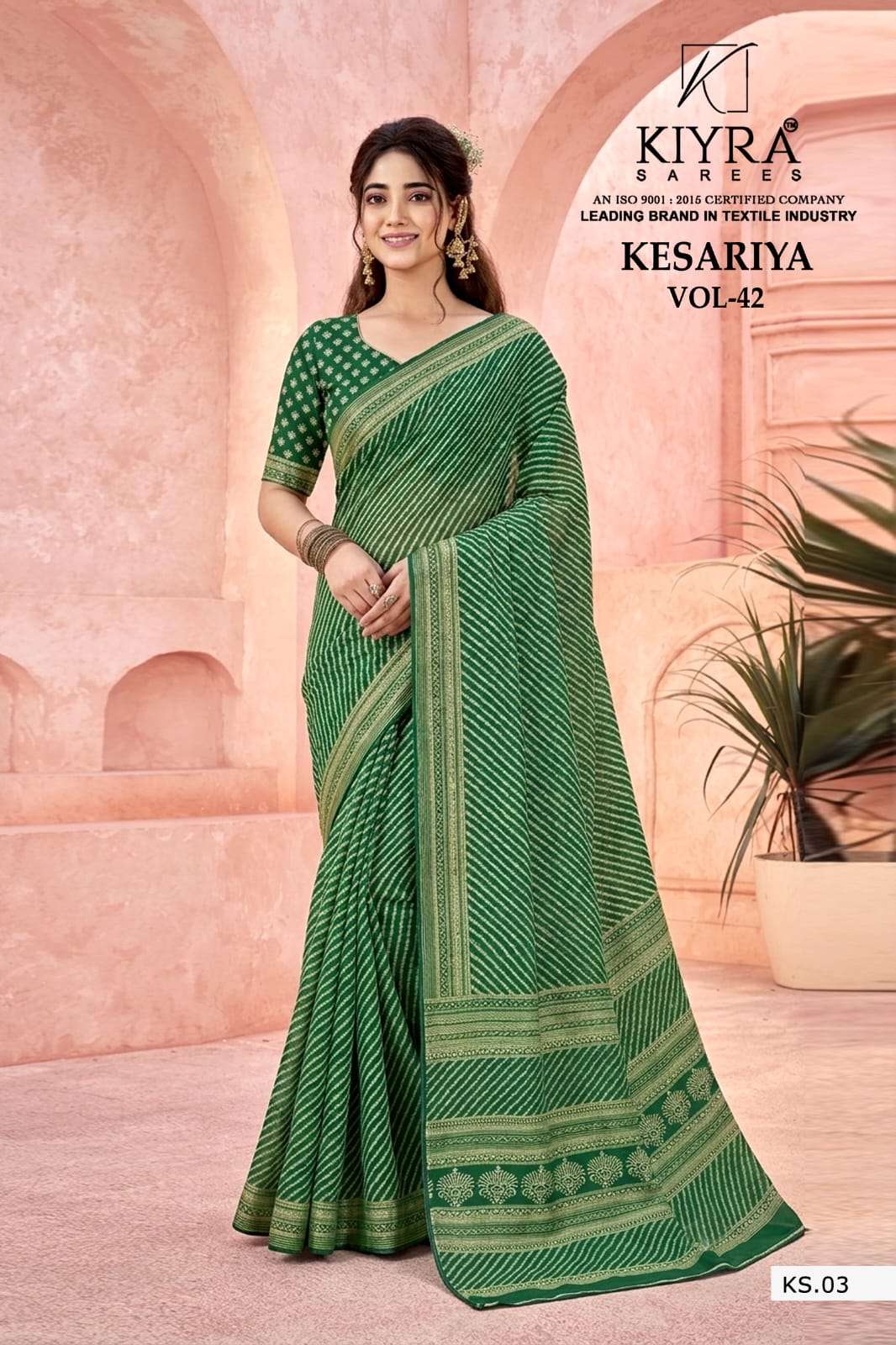 Kiyra Sarees Kesariya Vol 42 Dull Moss Silk Saree