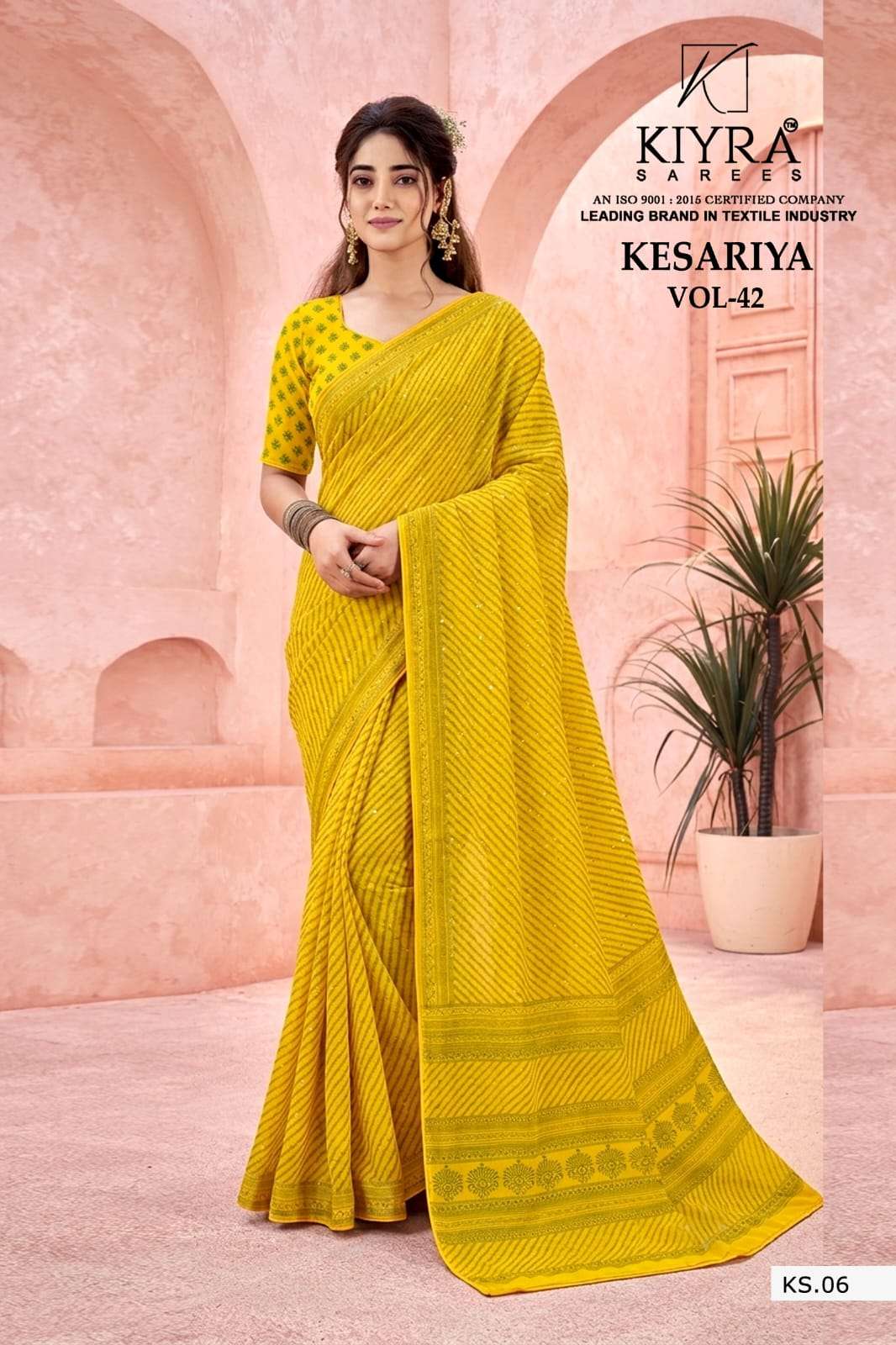 Kiyra Sarees Kesariya Vol 42 Dull Moss Silk Saree