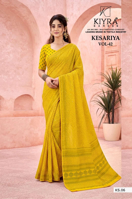 Kiyra Sarees Kesariya Vol 42 Dull Moss Silk Saree
