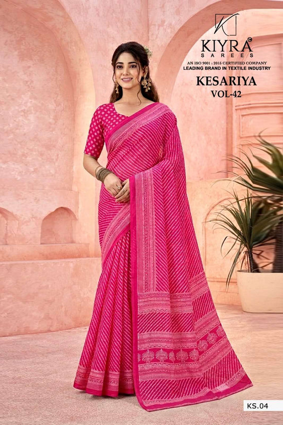Kiyra Sarees Kesariya Vol 42 Dull Moss Silk Saree