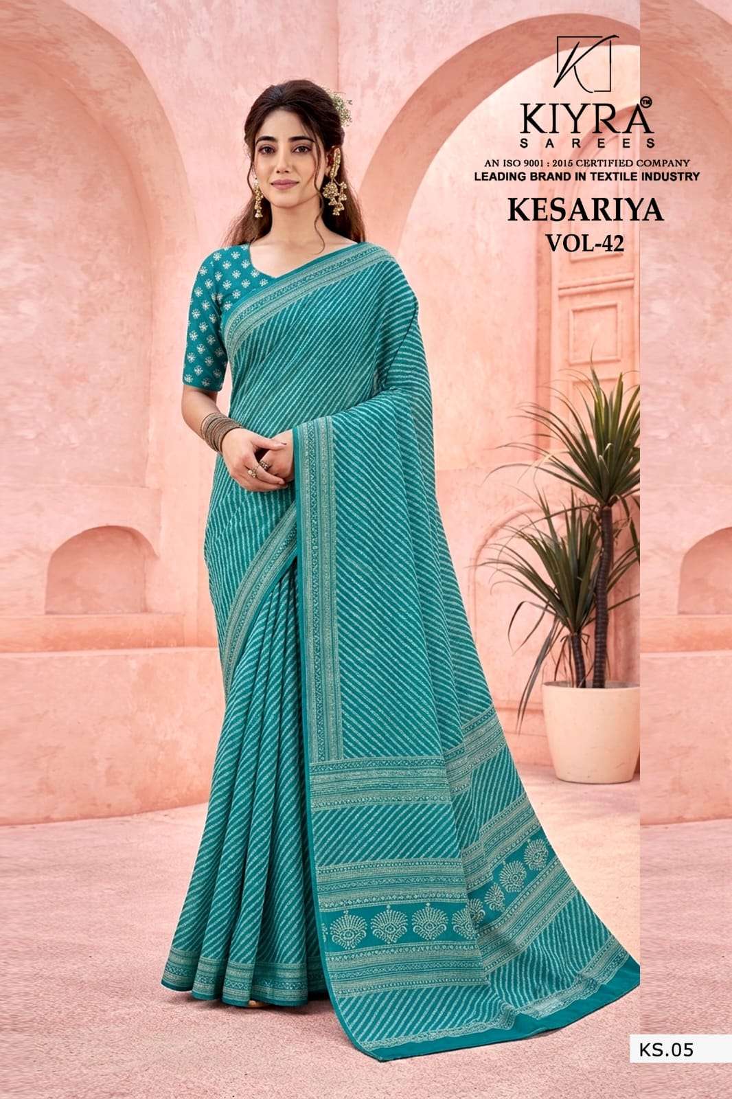 Kiyra Sarees Kesariya Vol 42 Dull Moss Silk Saree
