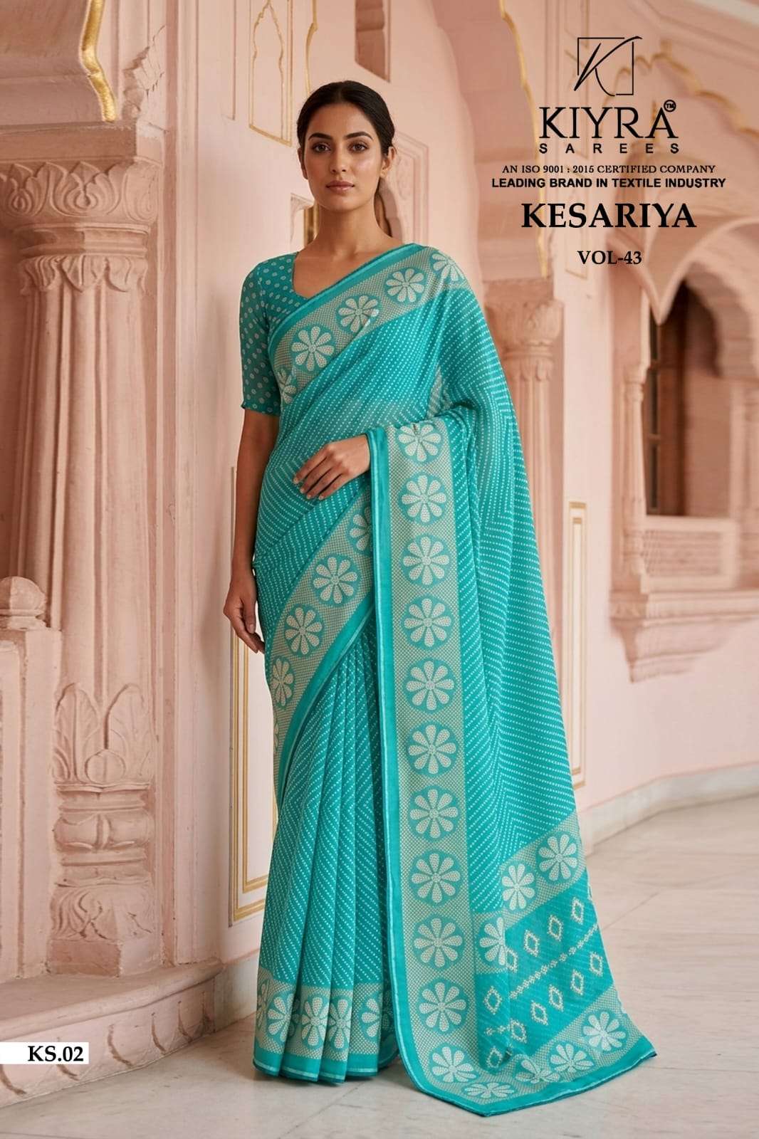 Kiyra Sarees Kesariya Vol 43 Moss Silk Jari Saree - Amrah Wholesale