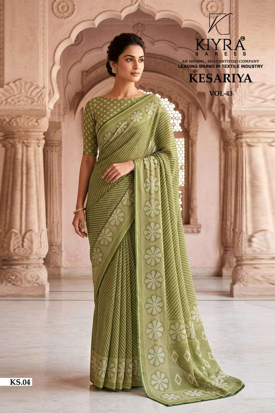 Kiyra Sarees Kesariya Vol 43 Moss Silk Jari Saree - Amrah Wholesale