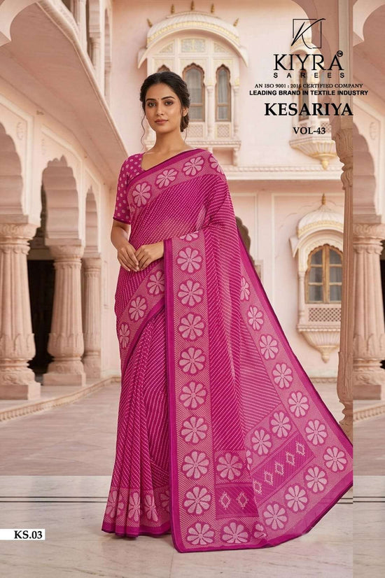 Kiyra Sarees Kesariya Vol 43 Moss Silk Jari Saree - Amrah Wholesale