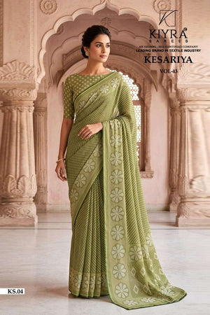 Kiyra Sarees Kesariya Vol 43 Moss Silk Jari Saree