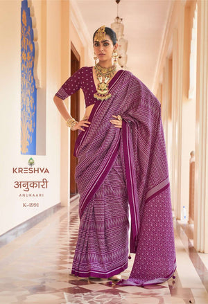 Kreshva Anukaari Silk Signature Printed Saree