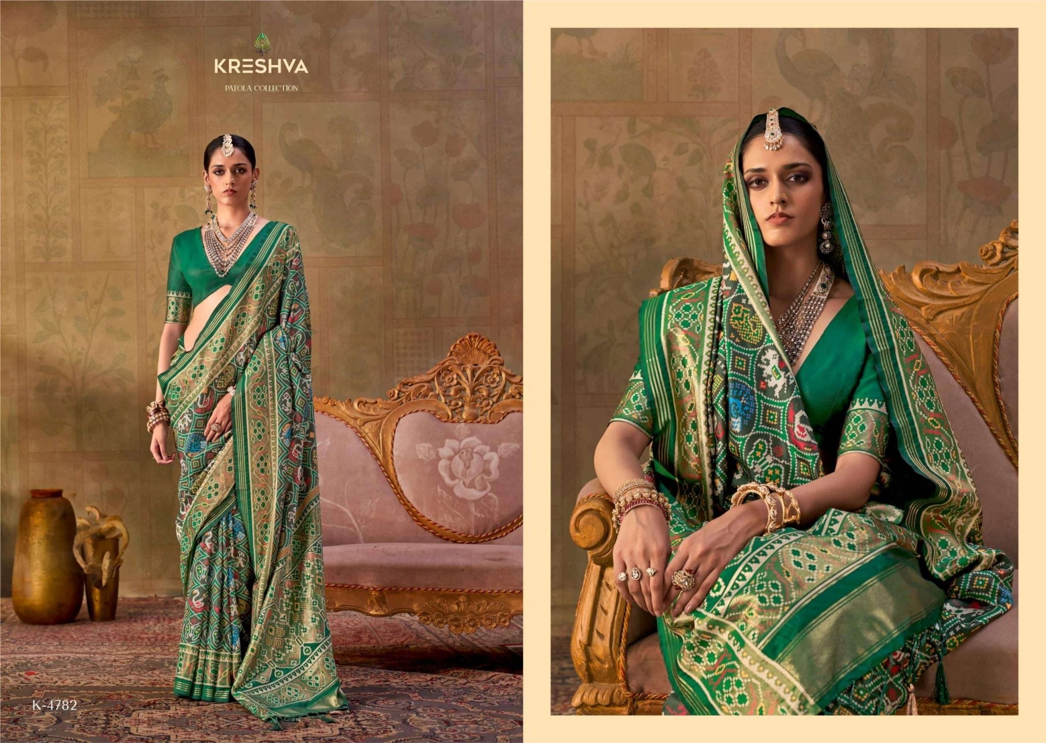 Kreshva Ashwa Patola Luxury Soft Silk Embroidered Sarees Wholesale Catalog - Amrah Wholesale