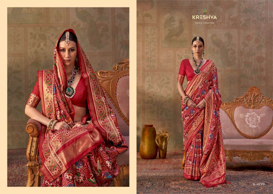 Kreshva Ashwa Patola Luxury Soft Silk Embroidered Sarees Wholesale Catalog - Amrah Wholesale