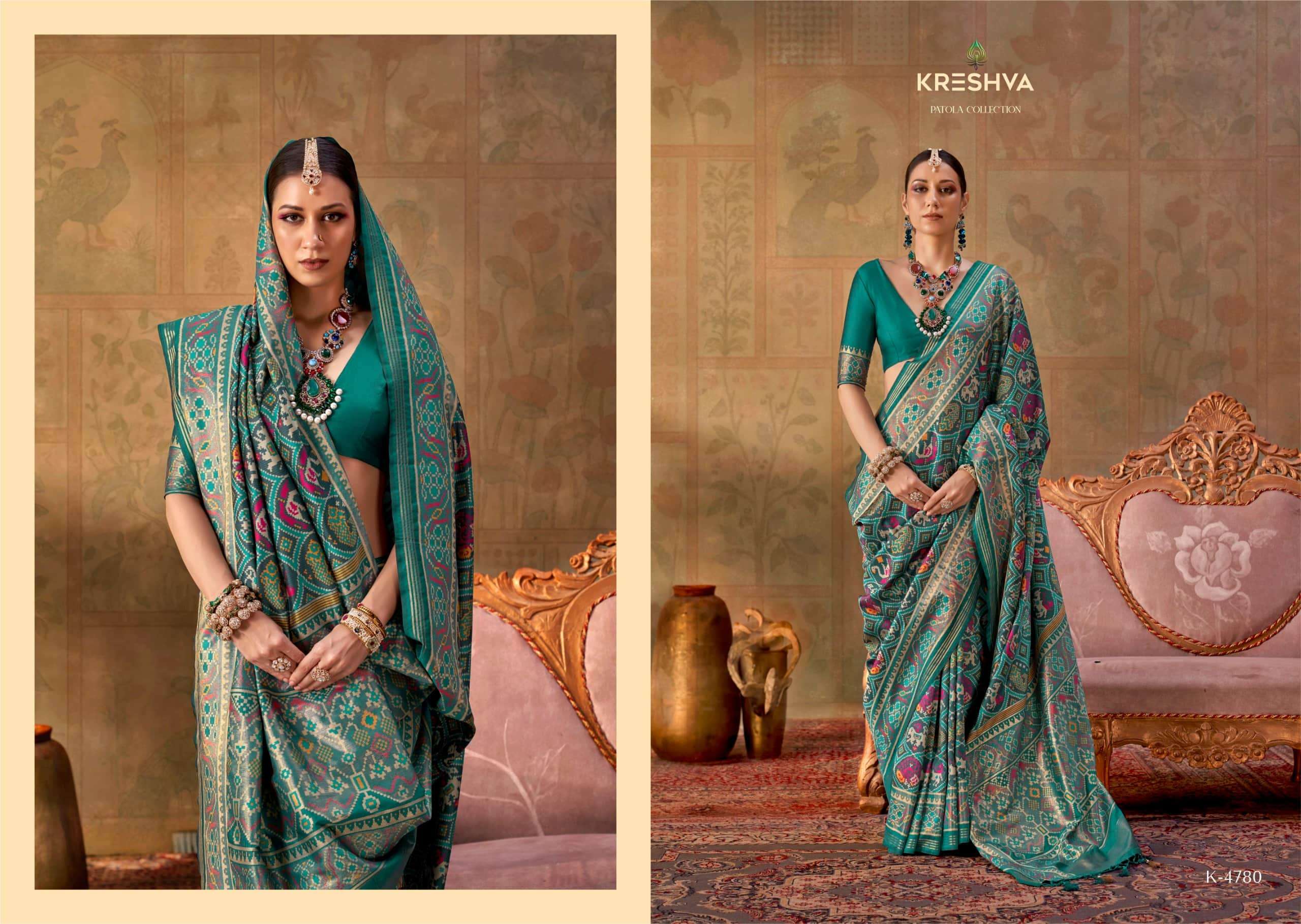 Kreshva Ashwa Patola Luxury Soft Silk Embroidered Sarees Wholesale Catalog