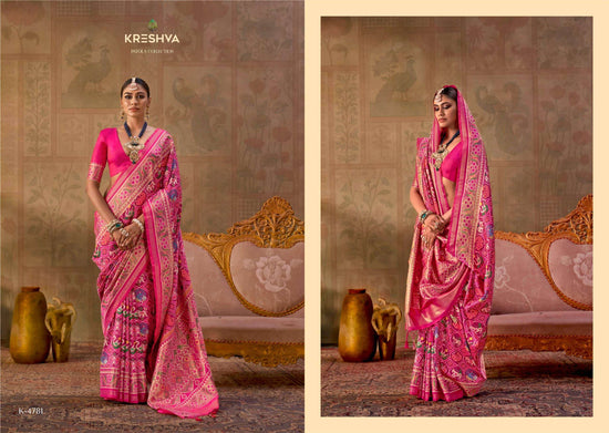 Kreshva Ashwa Patola Luxury Soft Silk Embroidered Sarees Wholesale Catalog