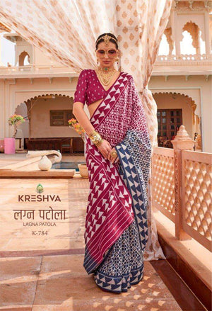 KRESHVA LAGNA PATOLA Soft PV Sigma Silk Printed Saree