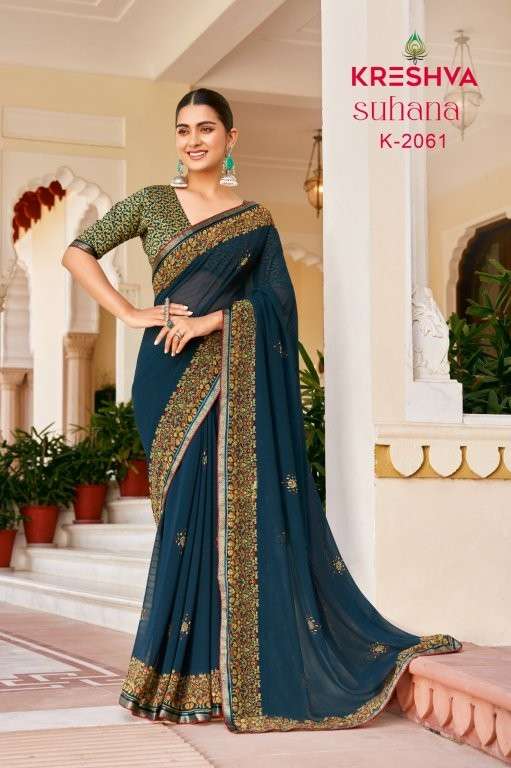 KRESHVA SUHANA Pure Georgette Printed Saree