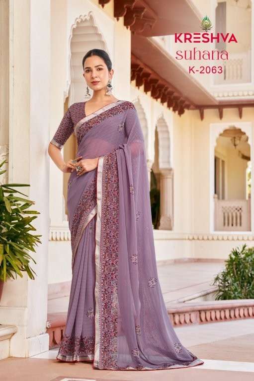 KRESHVA SUHANA Pure Georgette Printed Saree