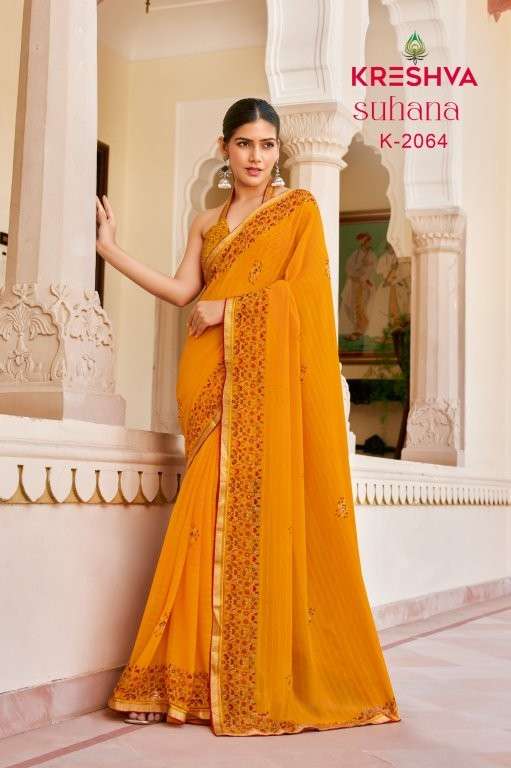 KRESHVA SUHANA Pure Georgette Printed Saree