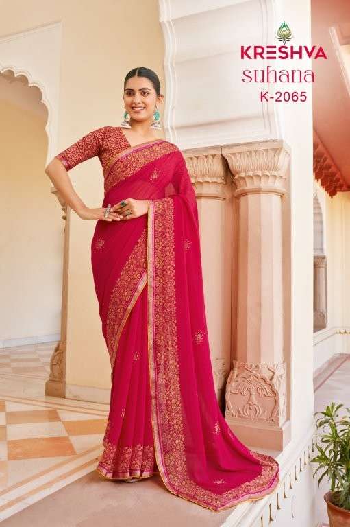 KRESHVA SUHANA Pure Georgette Printed Saree