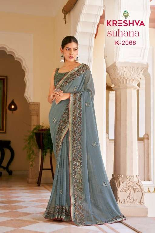 KRESHVA SUHANA Pure Georgette Printed Saree