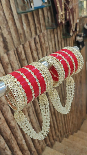 Kundan Stone Bridal Bangles Set 1 Gold Plated Wedding Bangles - Amrah Wholesale