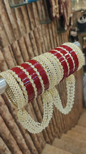 Kundan Stone Bridal Bangles Set 1 Gold Plated Wedding Bangles - Amrah Wholesale
