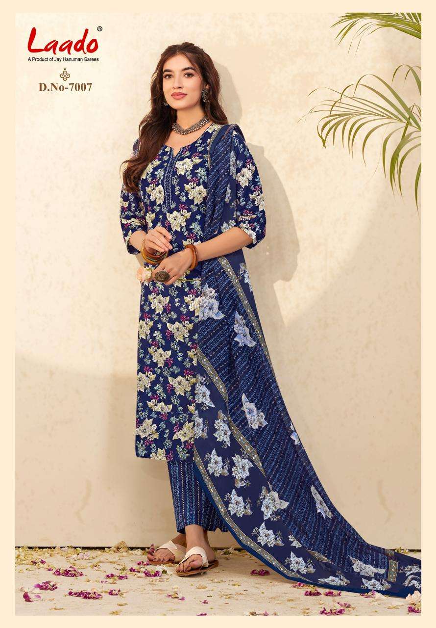 Laado Nargis Vol 7 Pure Cotton Kurti Pant Dupatta Set