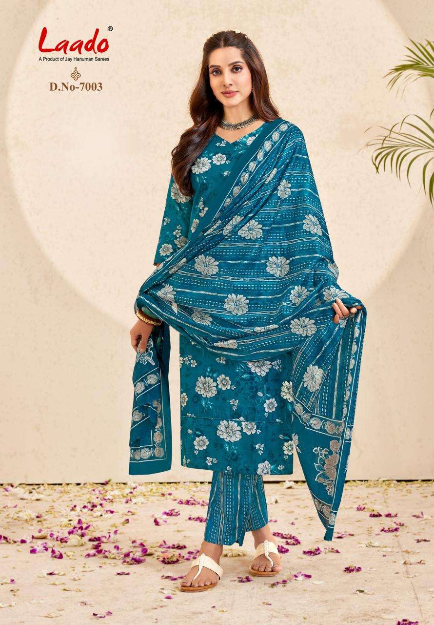 Laado Nargis Vol 7 Pure Cotton Kurti Pant Dupatta Set