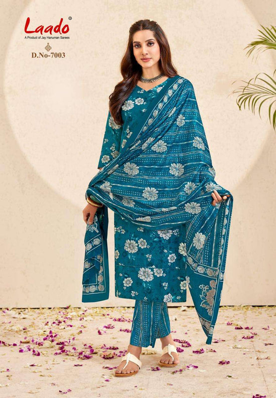 Laado Nargis Vol 7 Pure Cotton Kurti Pant Dupatta Set