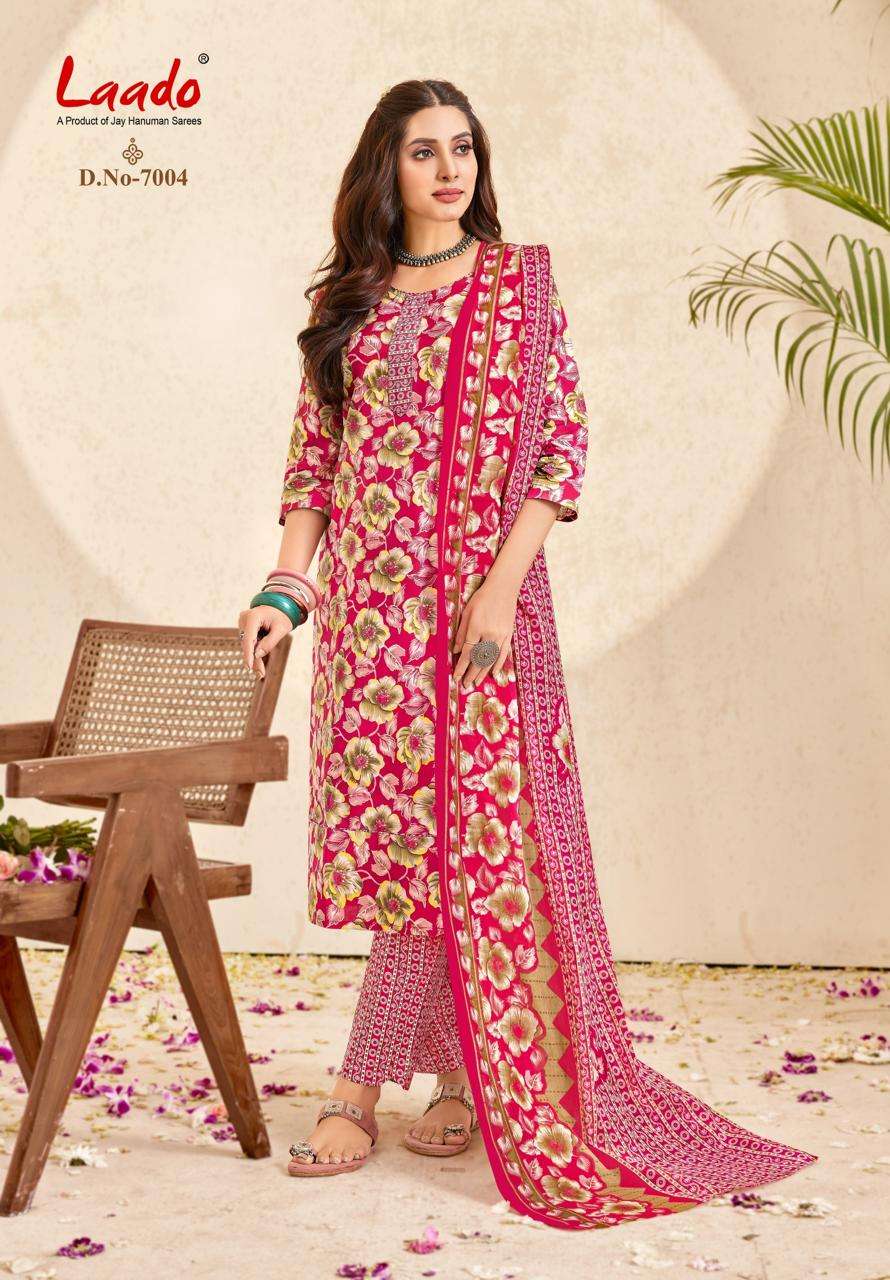 Laado Nargis Vol 7 Pure Cotton Kurti Pant Dupatta Set