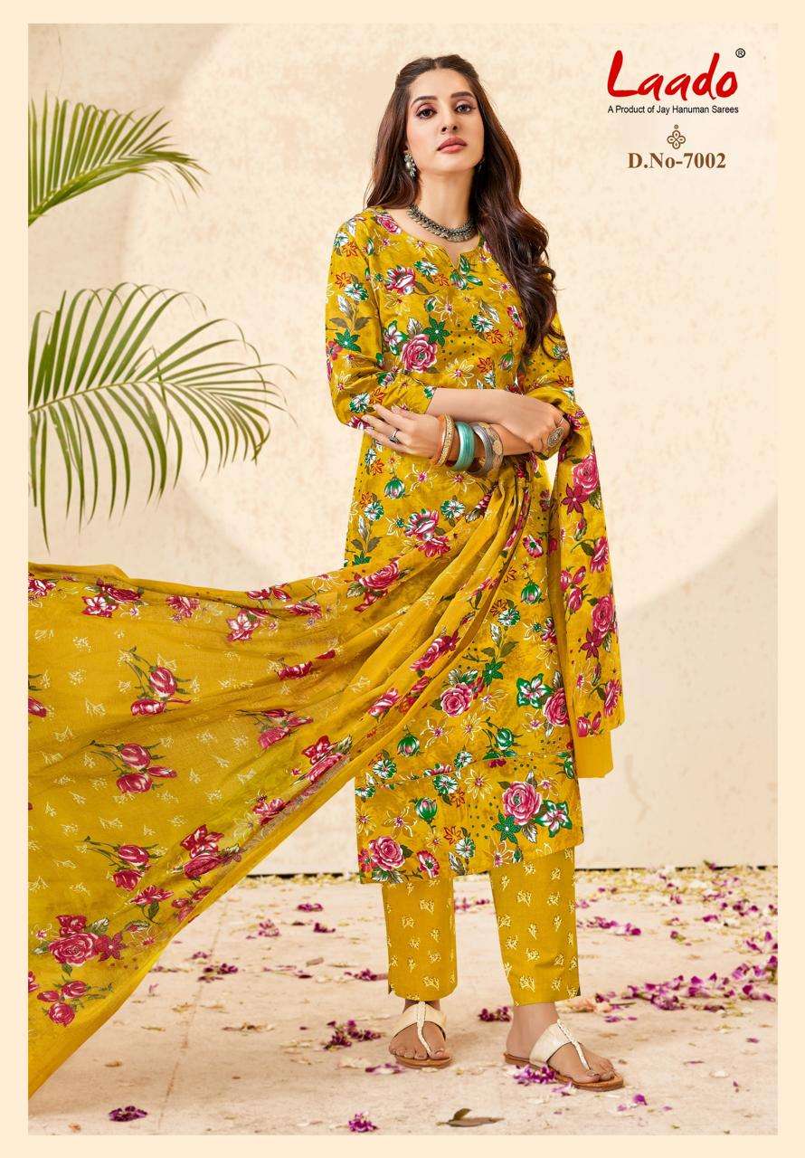 Laado Nargis Vol 7 Pure Cotton Kurti Pant Dupatta Set