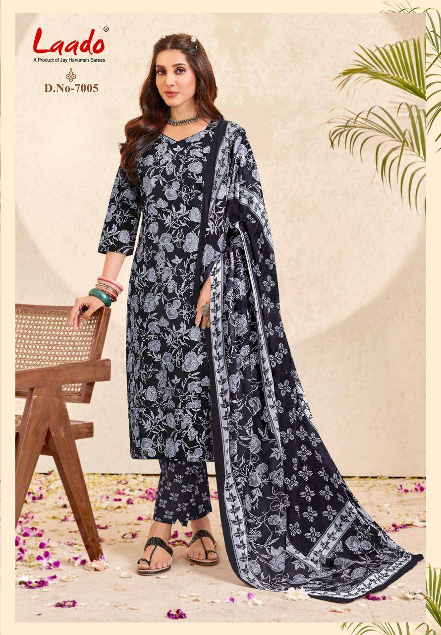 Laado Nargis Vol 7 Pure Cotton Kurti Pant Dupatta Set