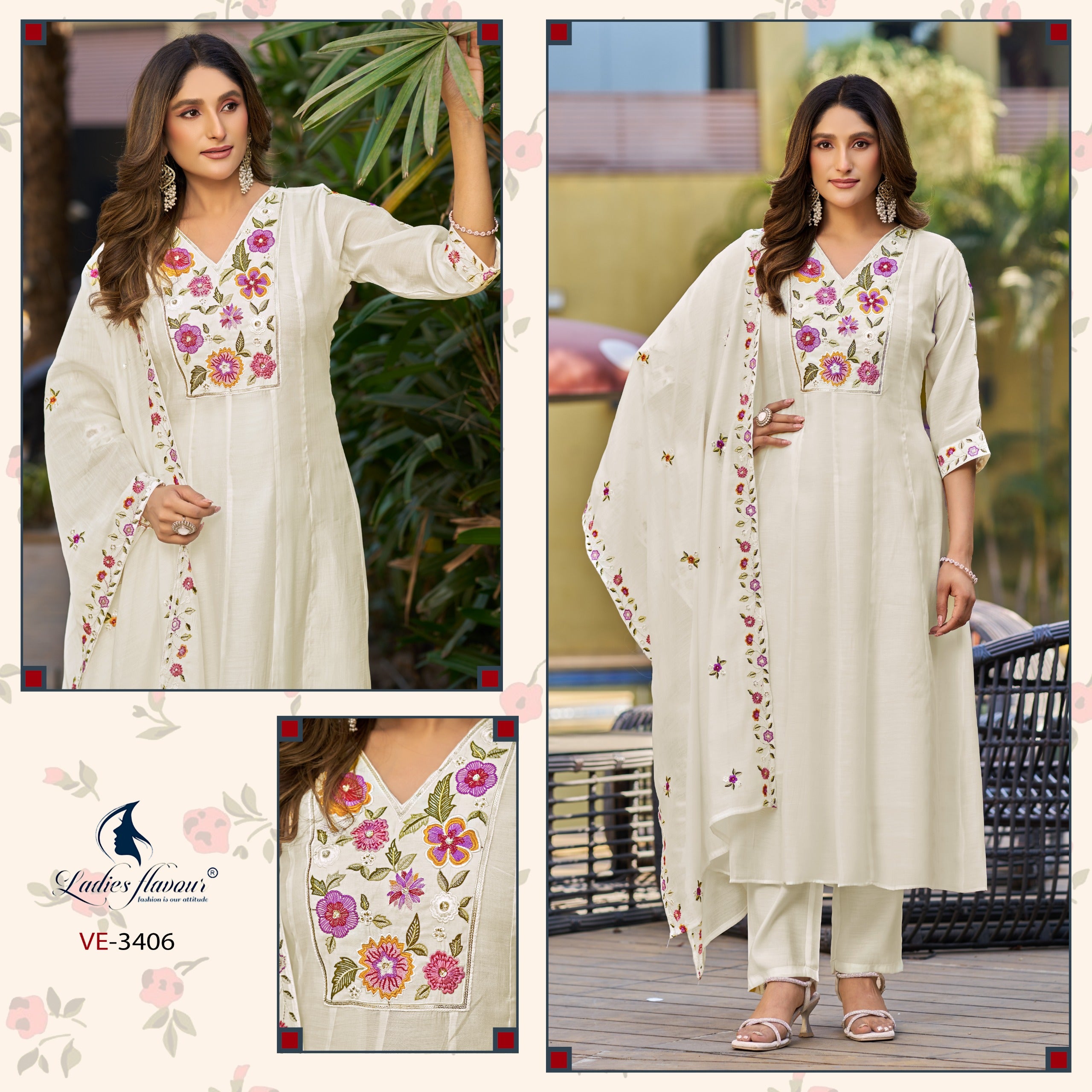 Ladies Flavour 3406 And 3407 Kurti Set Wholesale Catalogue