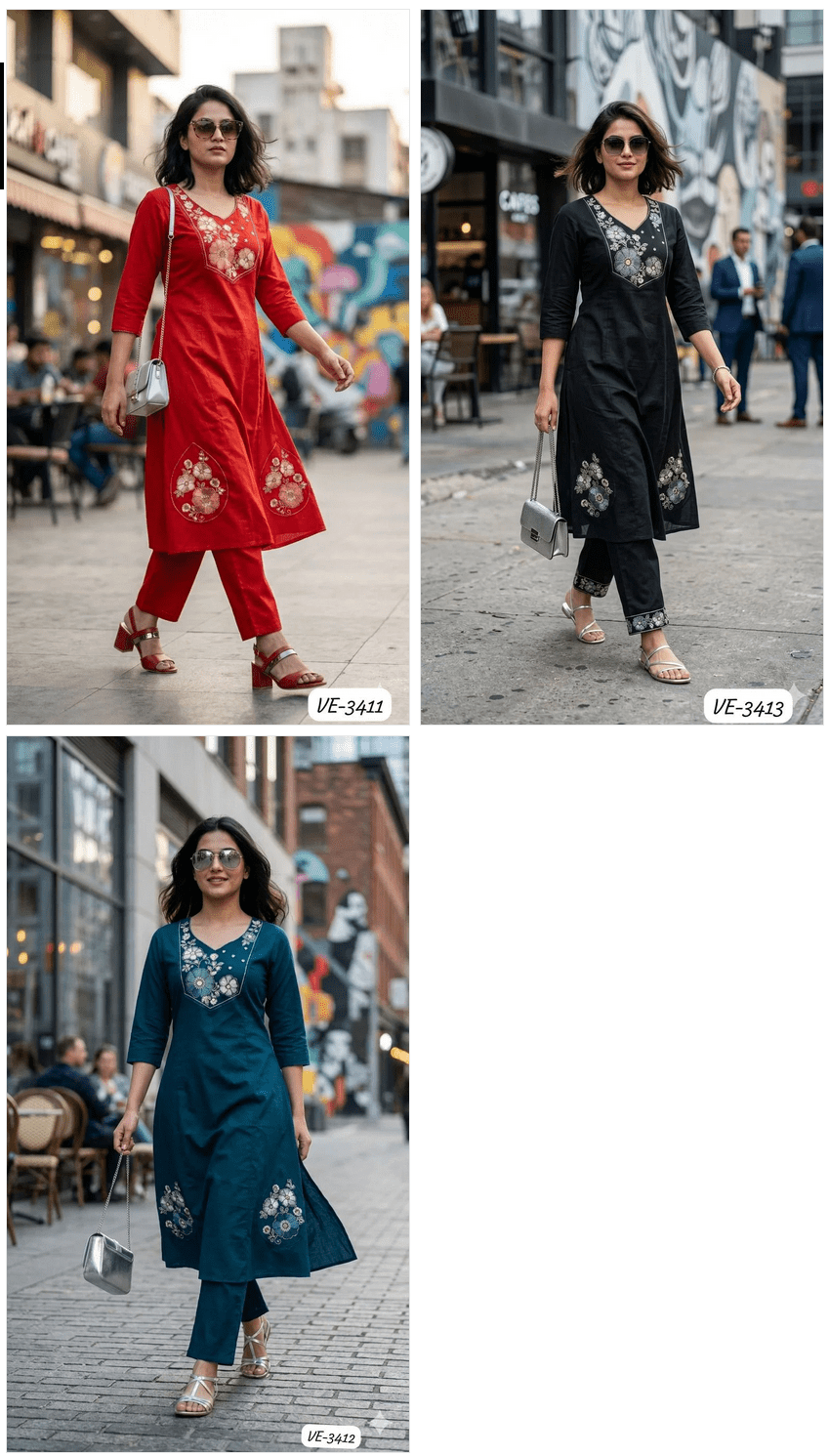 Ladies Flavour 3411 To 3413 Kurti Set Wholesale Catalogue - Amrah Wholesale