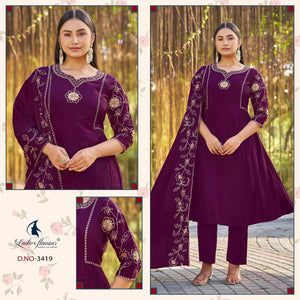 Ladies Flavour 3417 To 3419 Mul Chanderi Kurti Pant Dupatta Set