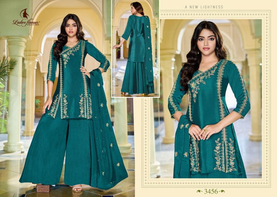 Ladies Flavour 3454 To 3456 Premium Chinon Embroidered Kurti Pant Dupatta Set - Amrah Wholesale
