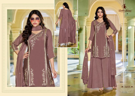 Ladies Flavour 3454 To 3456 Premium Chinon Embroidered Kurti Pant Dupatta Set - Amrah Wholesale