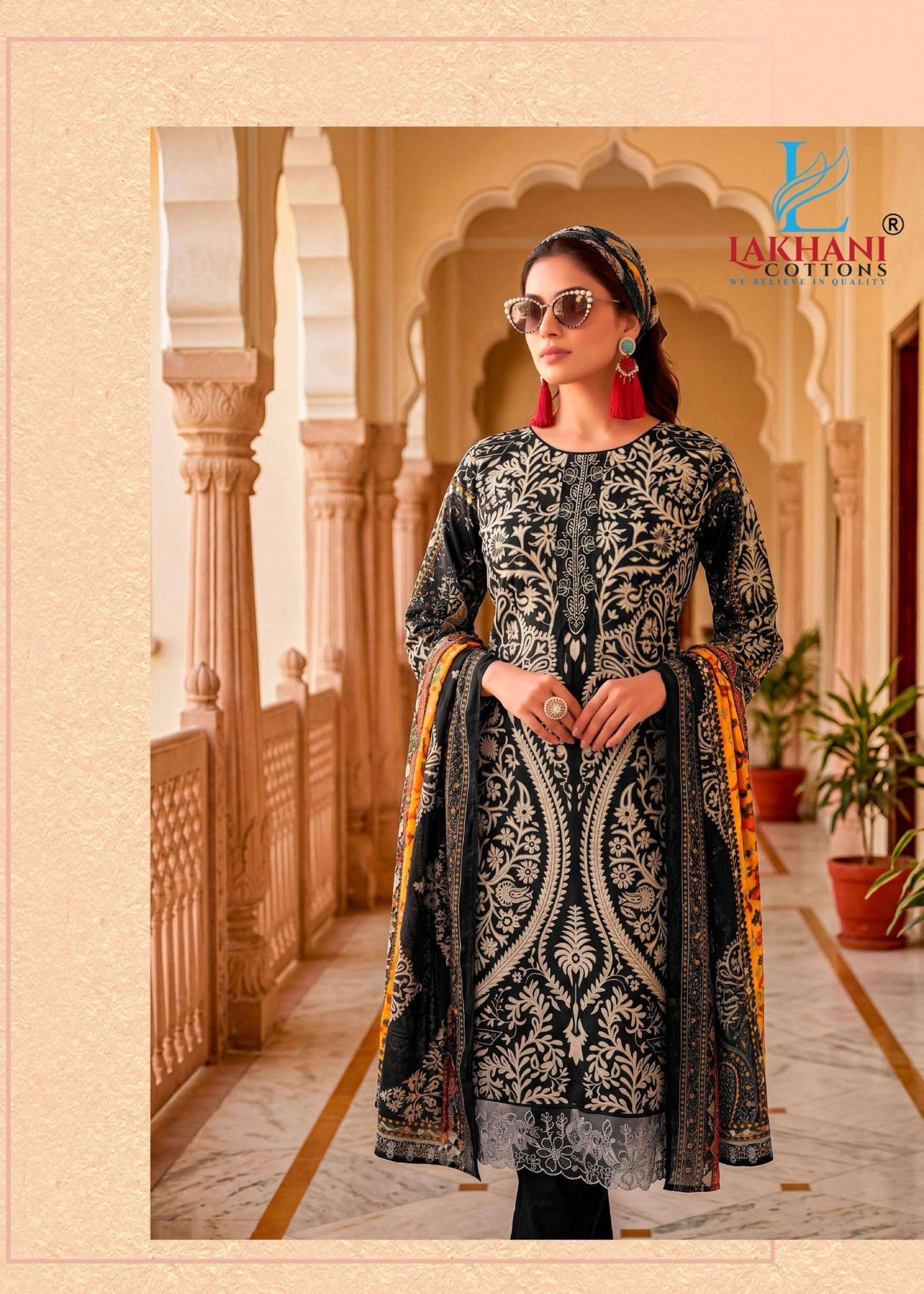 Lakhani Cotton Elaf Heavy Cambric Cotton Dress Material - Amrah Wholesale