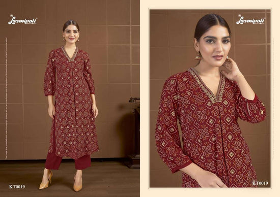 Laxmipati Chahat Candy Viscose Embroidered Handprinted Kurti