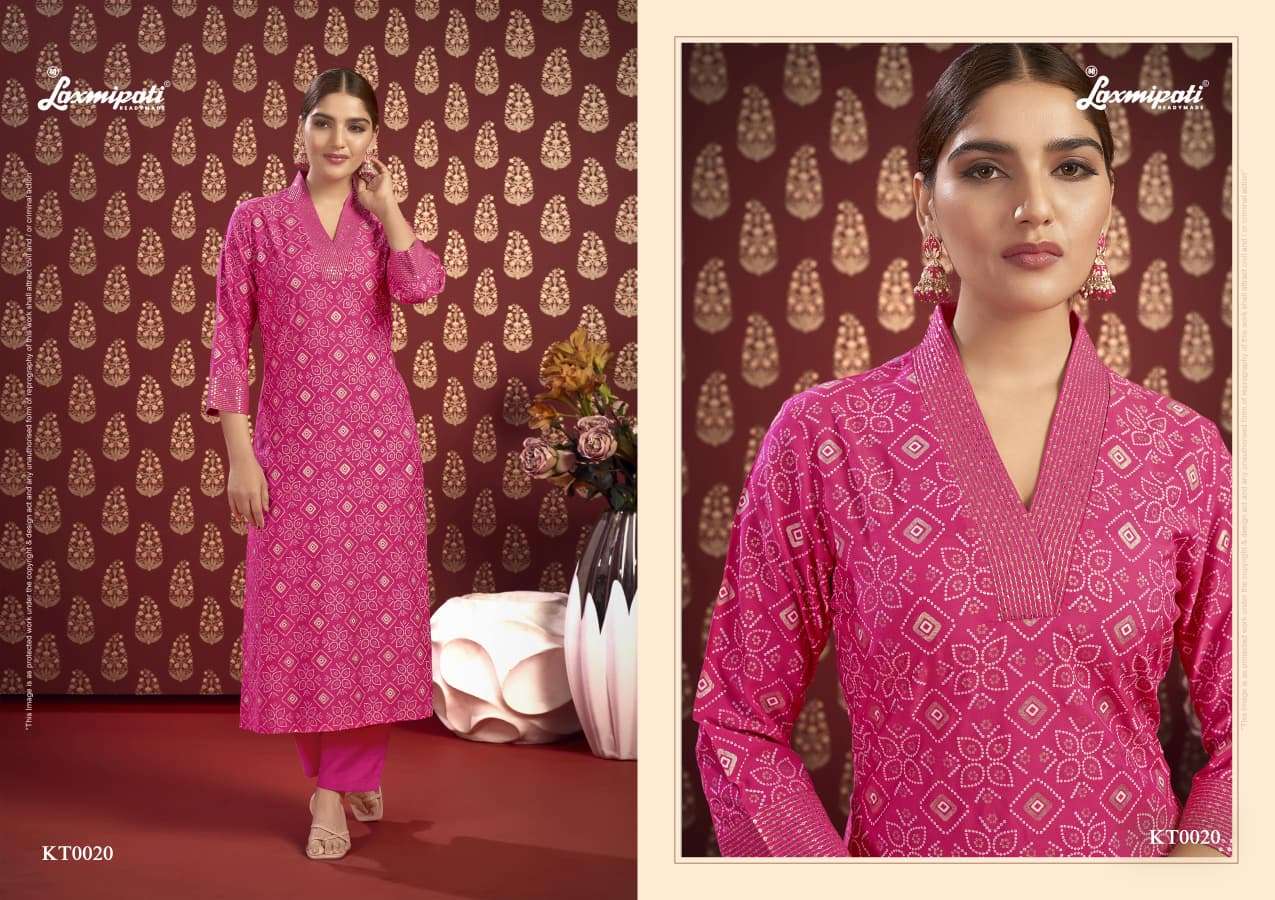 Laxmipati Chahat Candy Viscose Embroidered Handprinted Kurti