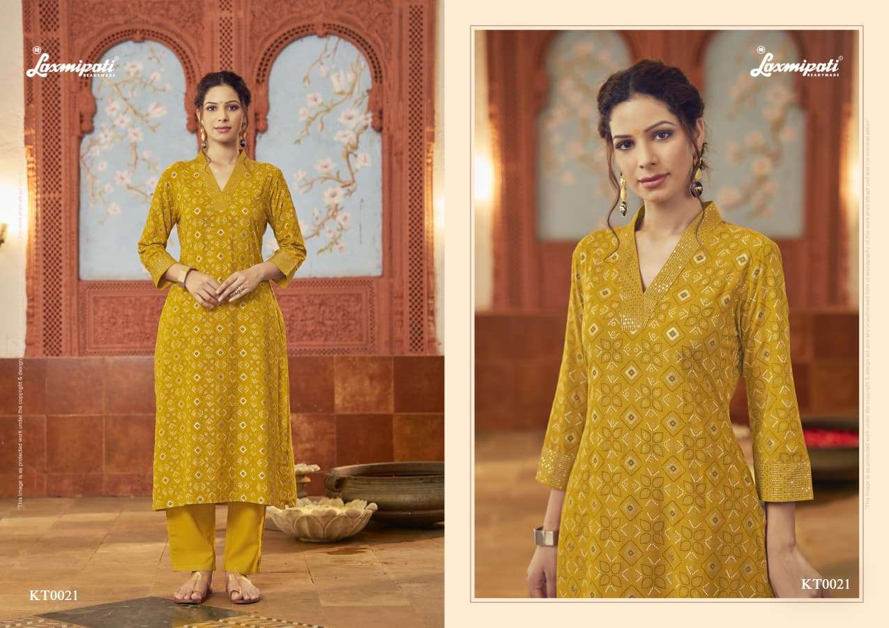 Laxmipati Chahat Candy Viscose Embroidered Handprinted Kurti