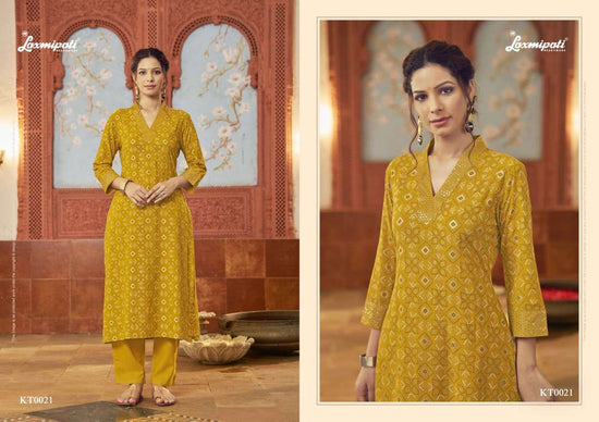 Laxmipati Chahat Candy Viscose Embroidered Handprinted Kurti