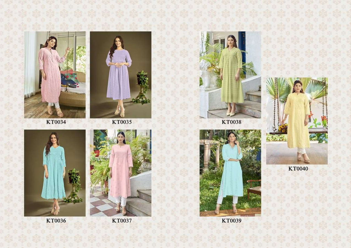 Laxmipati Janki Spun Cotton Schiffli Worked Kurti - Amrah Wholesale