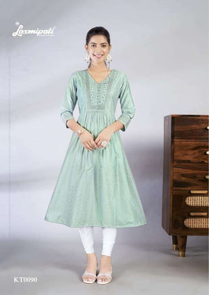 Laxmipati Jasmine Spun Base Handprint Embroidery Frock