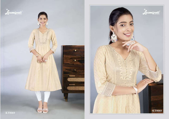 Laxmipati Jasmine Spun Base Handprint Embroidery Frock