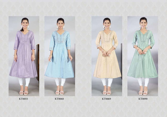 Laxmipati Jasmine Spun Base Handprint Embroidery Frock