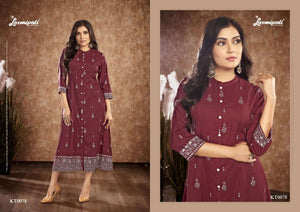 Laxmipati Tamanna Spun Base Handprinted Embroidered Kurti