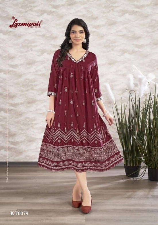Laxmipati Tamanna Spun Base Handprinted Embroidered Kurti