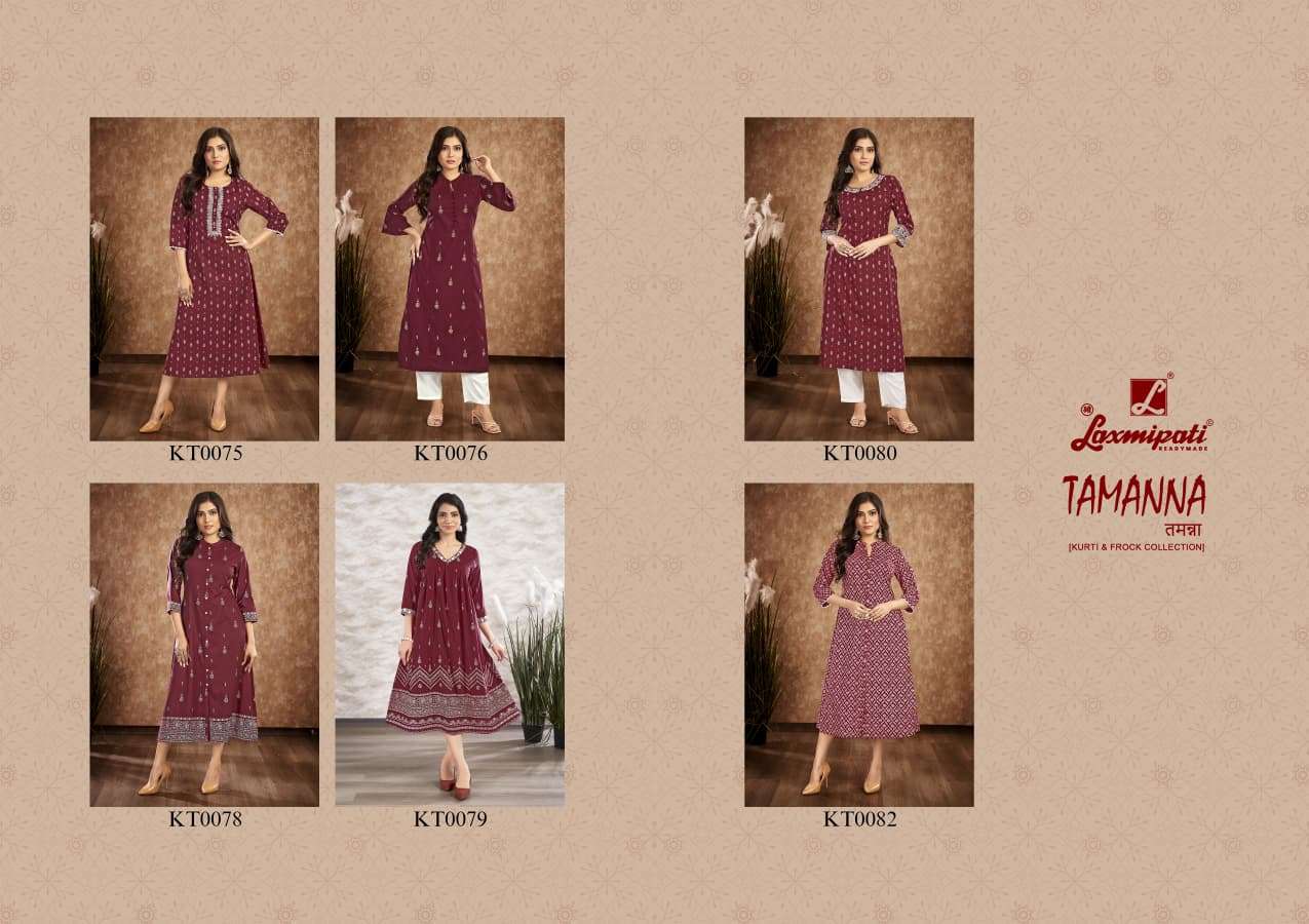 Laxmipati Tamanna Spun Base Handprinted Embroidered Kurti
